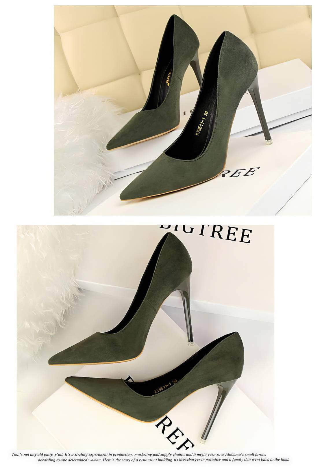 Suede Pointy Toe Pump Stiletto Heels
