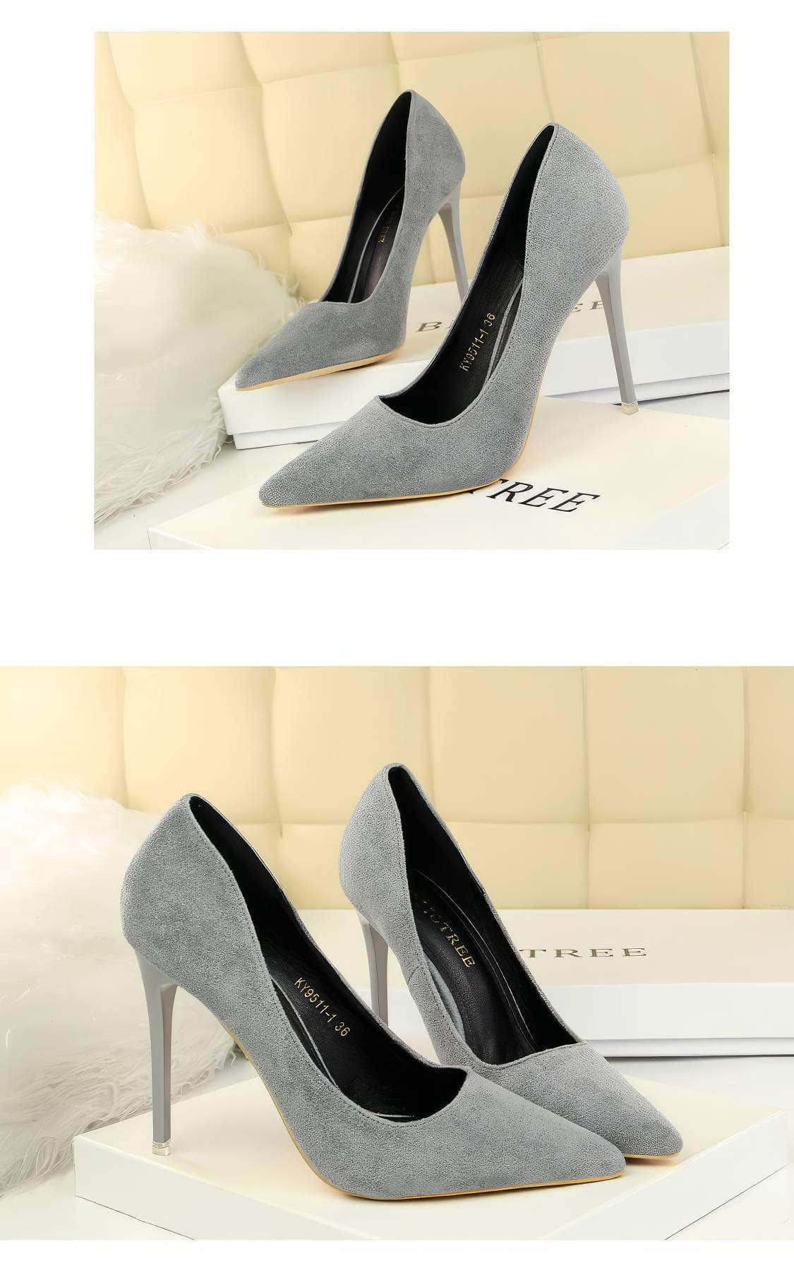 Suede Pointy Toe Pump Stiletto Heels