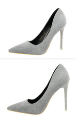 Suede Pointy Toe Pump Stiletto Heels