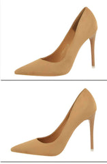 Suede Pointy Toe Pump Stiletto Heels