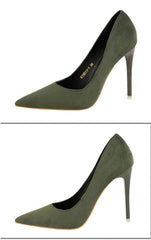 Suede Pointy Toe Pump Stiletto Heels