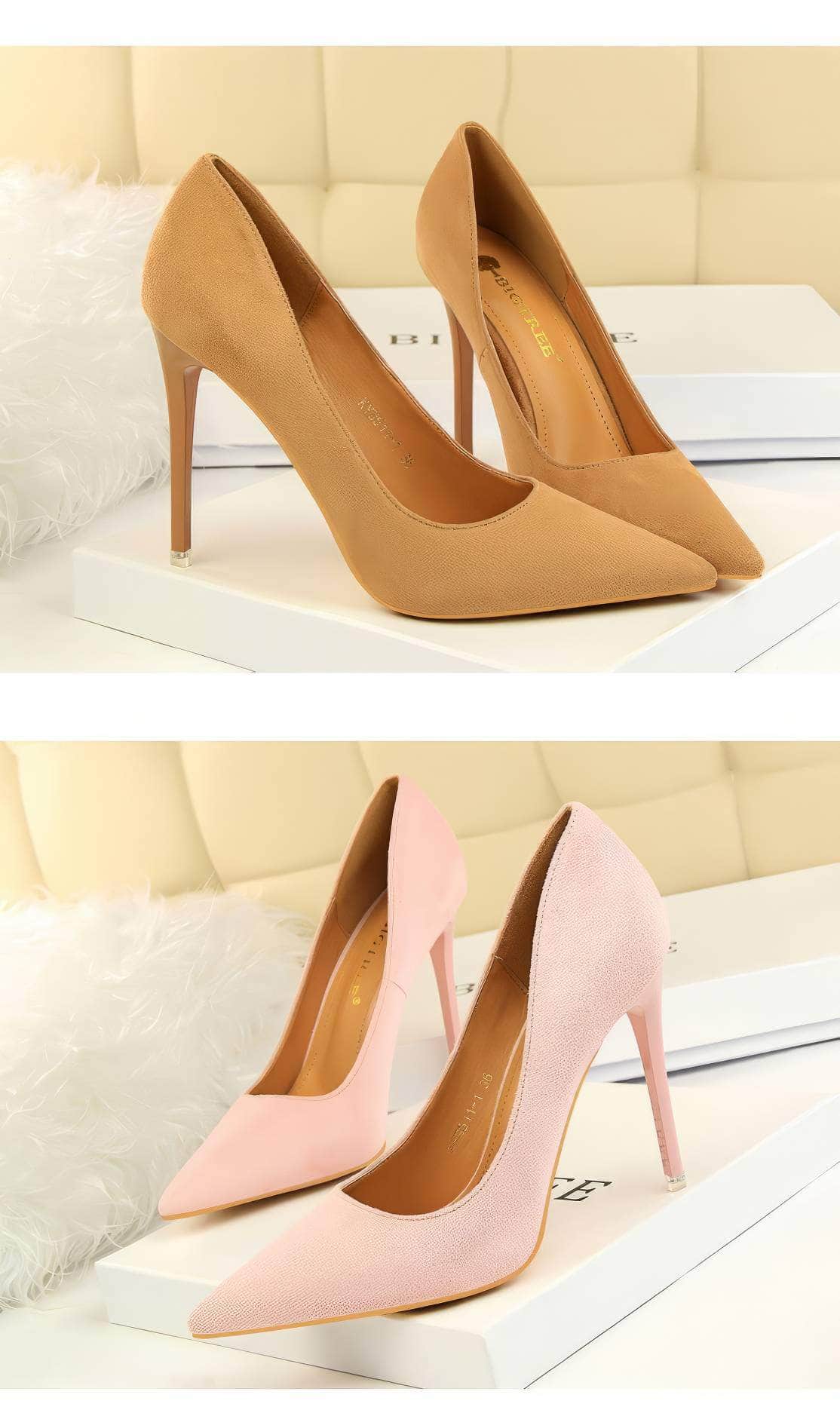 Suede Pointy Toe Pump Stiletto Heels