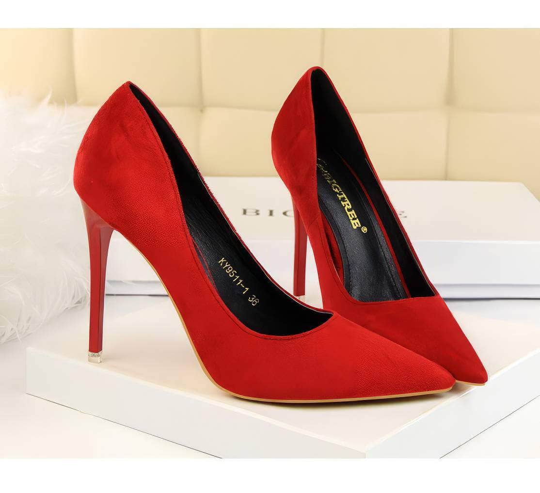 Suede Pointy Toe Pump Stiletto Heels