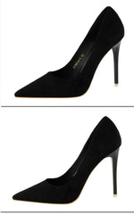Suede Pointy Toe Pump Stiletto Heels