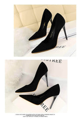 Suede Pointy Toe Pump Stiletto Heels