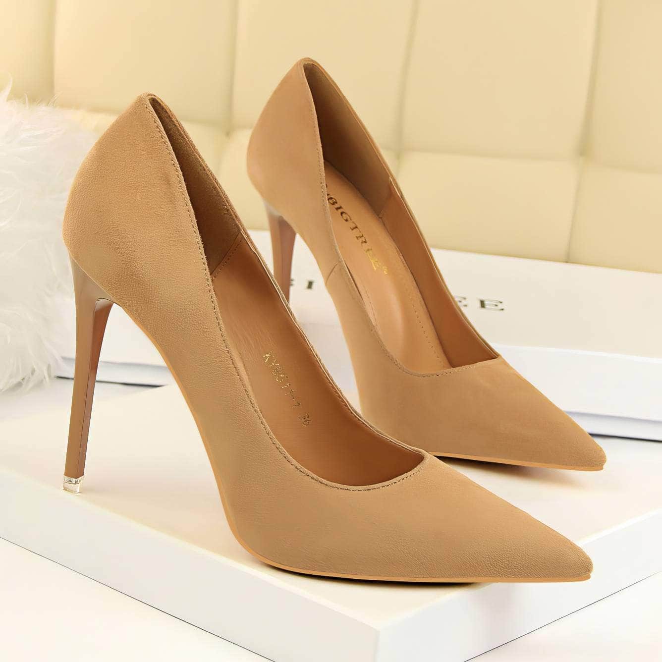 Suede Pointy Toe Pump Stiletto Heels