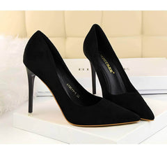 Suede Pointy Toe Pump Stiletto Heels