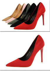 Suede Pointy Toe Pump Stiletto Heels