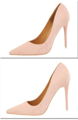 Suede Pointy Toe Pump Stiletto Heels