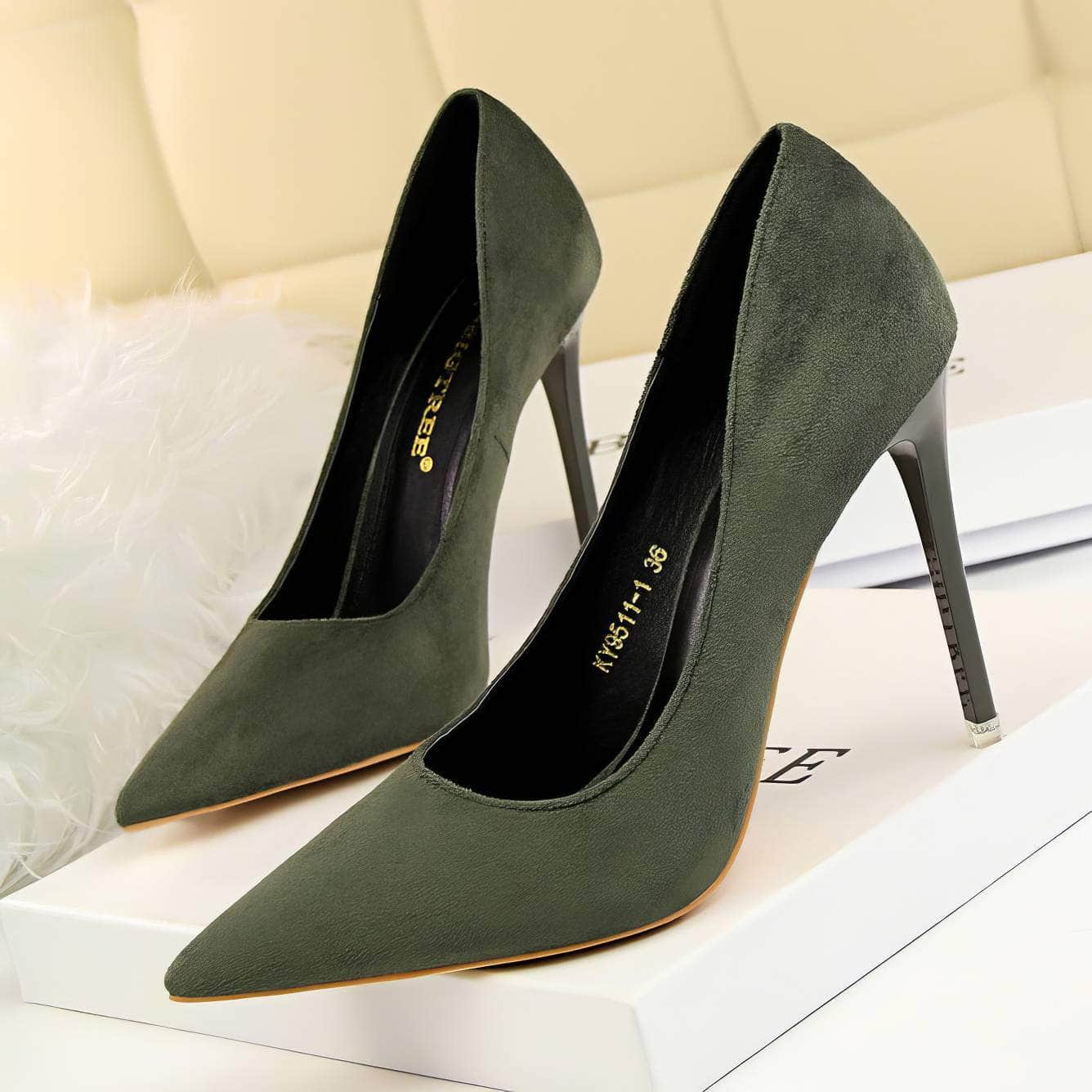 Suede Pointy Toe Pump Stiletto Heels