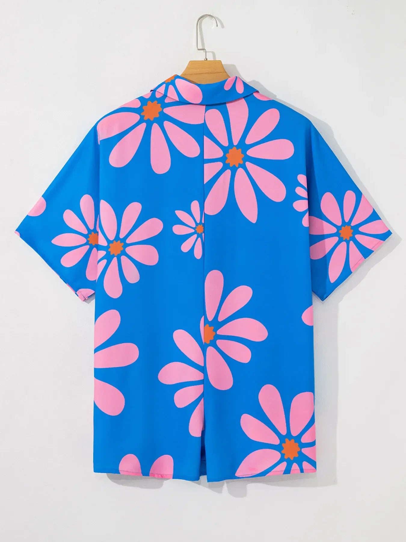 Summer Flower Print Shirt Collar Button Front Loose Romper