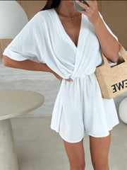 Surplice Half Sleeve Wrap Romper