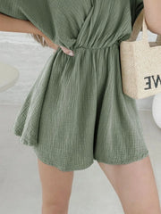 Surplice Half Sleeve Wrap Romper
