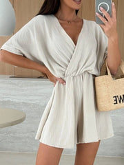 Surplice Half Sleeve Wrap Romper