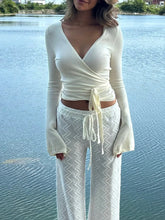 Surplice Long Sleeve Ruched Top Light Apricot / S