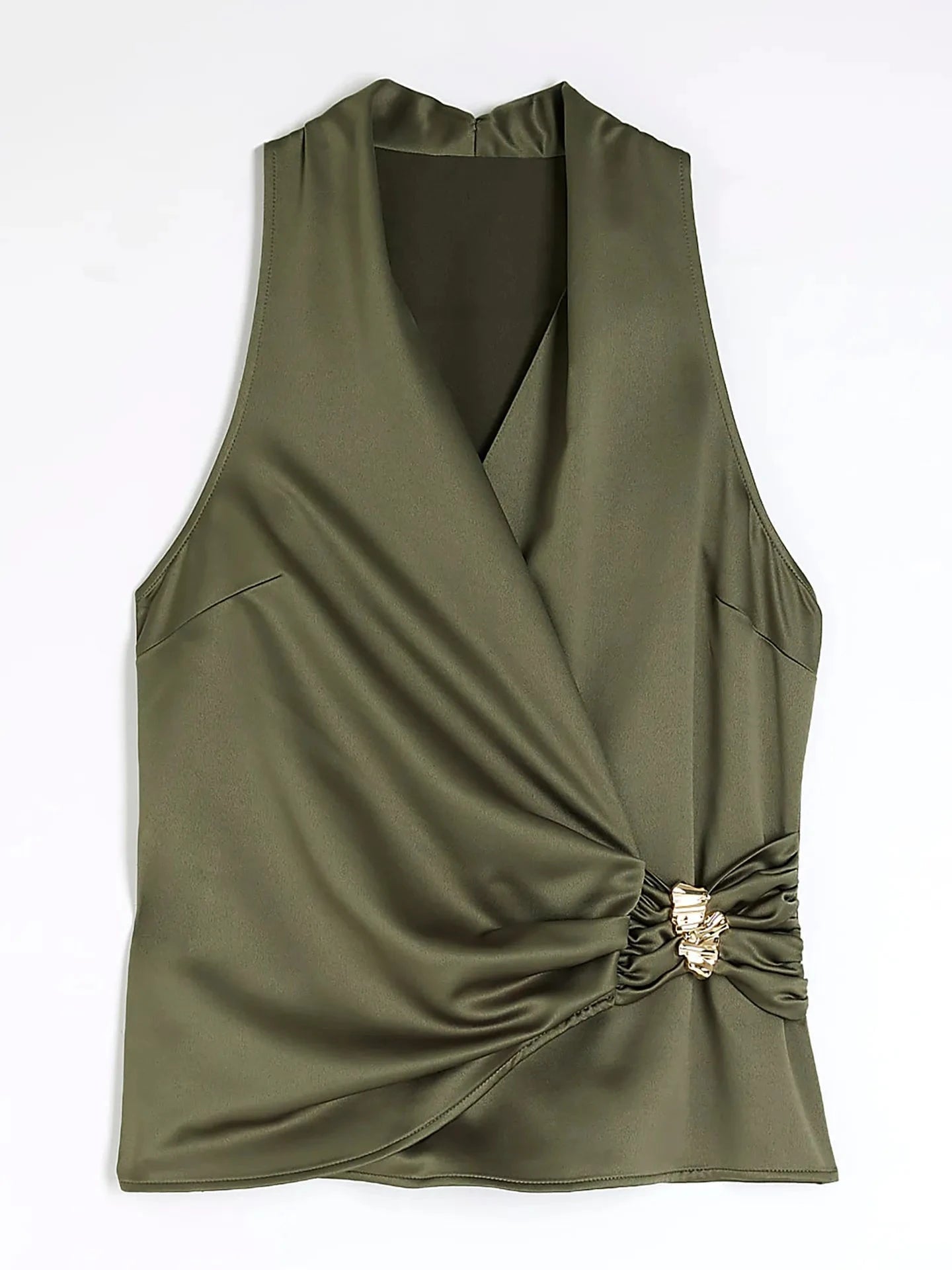 Surplice Sleeveless Top and Pants Set