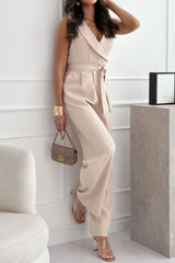 Surplice Sleeveless Wide Leg Jumpsuit