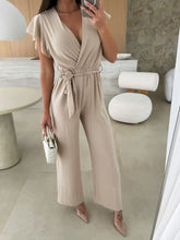 Surplice Wide Leg Belted Jumpsuit Dust Storm / S