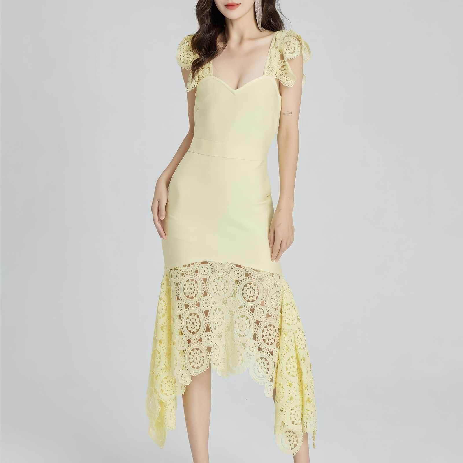 Sweetheart Floral Lace Cocktail Dress