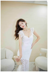 Sweetheart Floral Lace Cocktail Dress