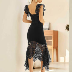 Sweetheart Floral Lace Cocktail Dress XS / Black