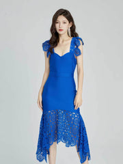 Sweetheart Floral Lace Cocktail Dress XS / Blue