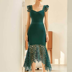 Sweetheart Floral Lace Cocktail Dress XS / Green