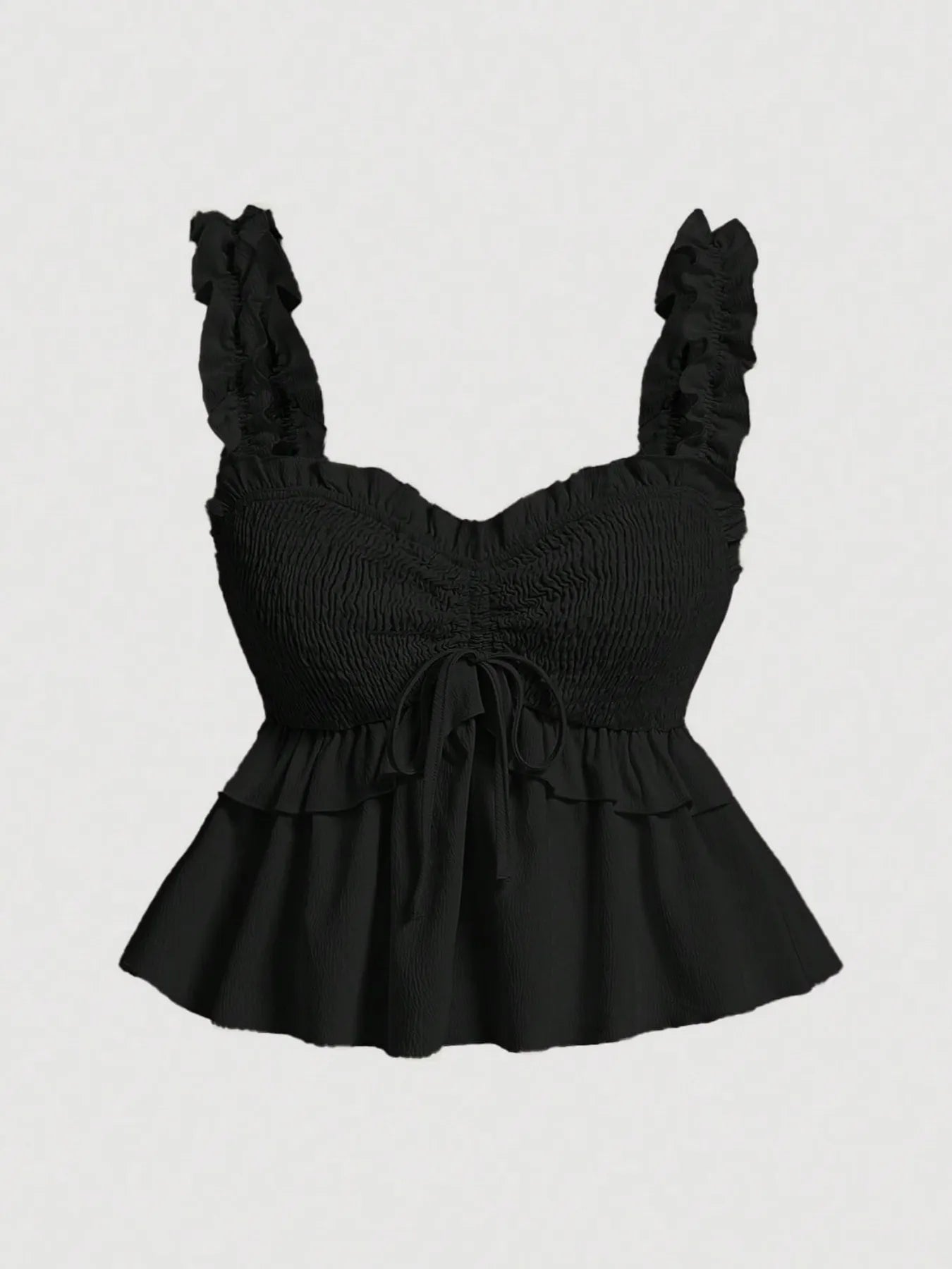 Sweetheart Neck Peplum Cami Black / XS