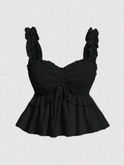 Sweetheart Neck Peplum Cami Black / XS