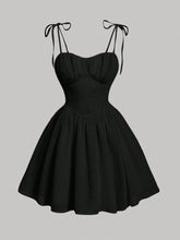 Sweetheart Neck Tie Shoulder Dress Black / M
