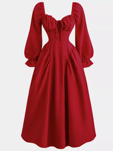 Sweetheart Neckline Flounce Sleeve Dress Scarlet / S