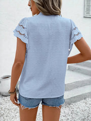 Swiss Dot Cutout Button Down Shirt