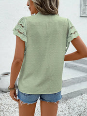 Swiss Dot Cutout Button Down Shirt