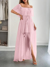 Swiss Dot Off Shoulder Maxi Dress Blush Pink / S