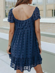 Swiss Dot Square Neck Mini Dress