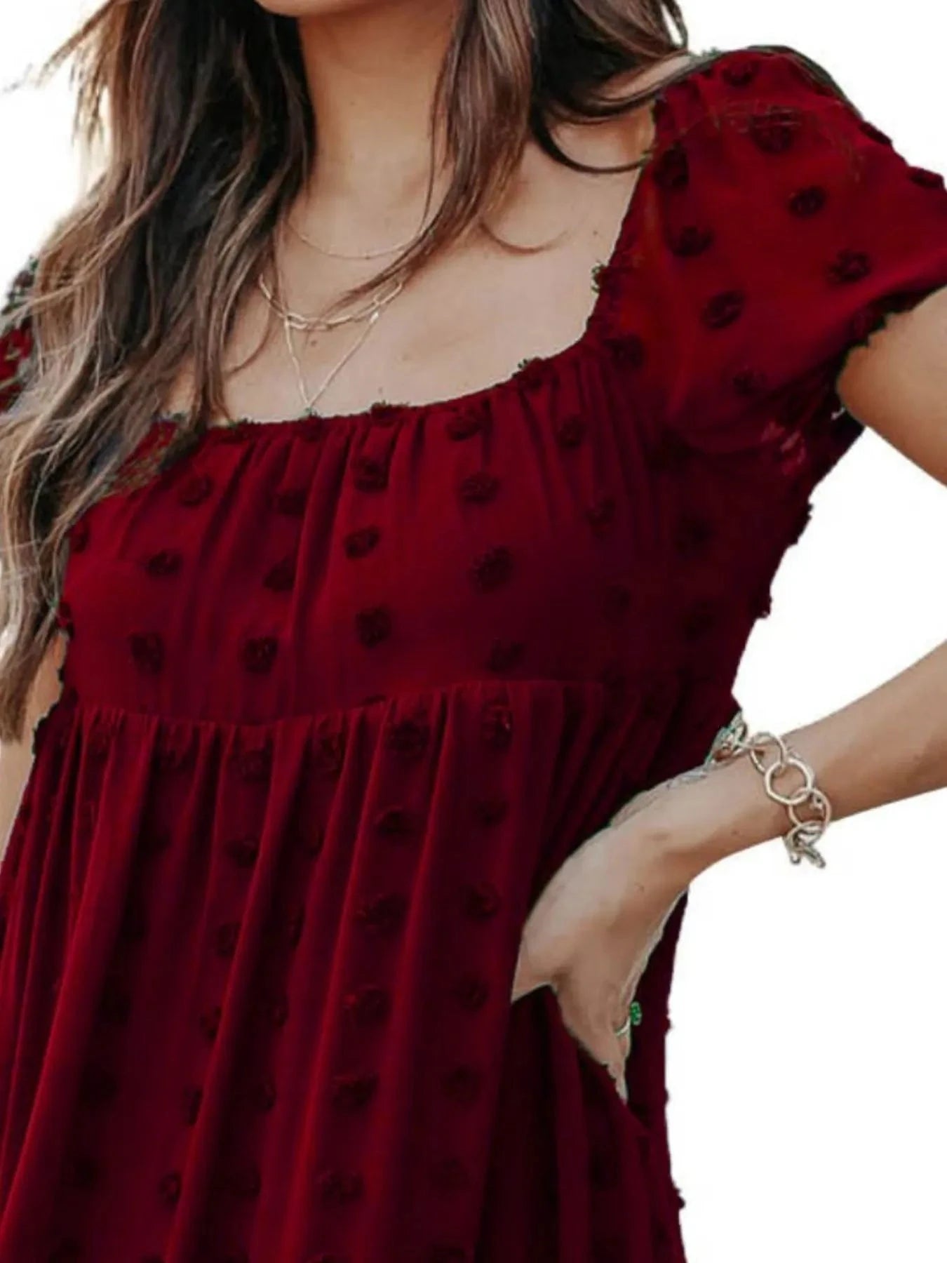 Swiss Dot Square Neck Mini Dress