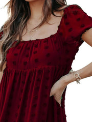 Swiss Dot Square Neck Mini Dress