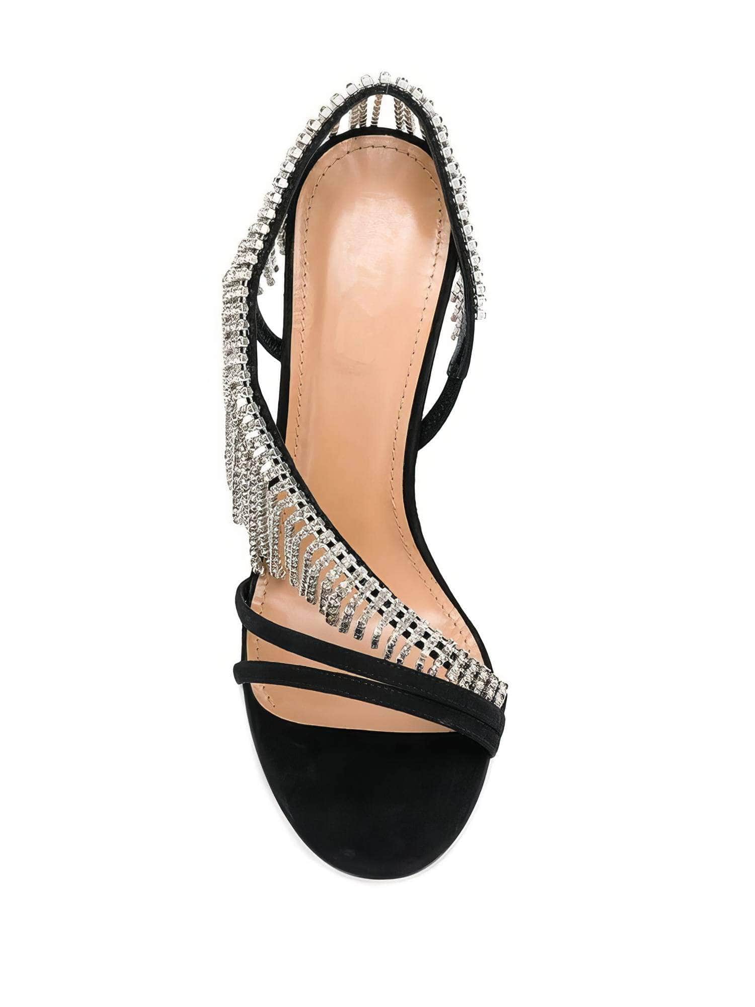 Tassel One Side Rhinestone Waterfall Sandal Stilettos