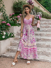 Tassel Printed V-Neck Maxi Dress Pink / XS