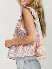 Tassel Ruffled Striped Blouse