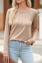 Texture Round Neck Long Sleeve T-Shirt