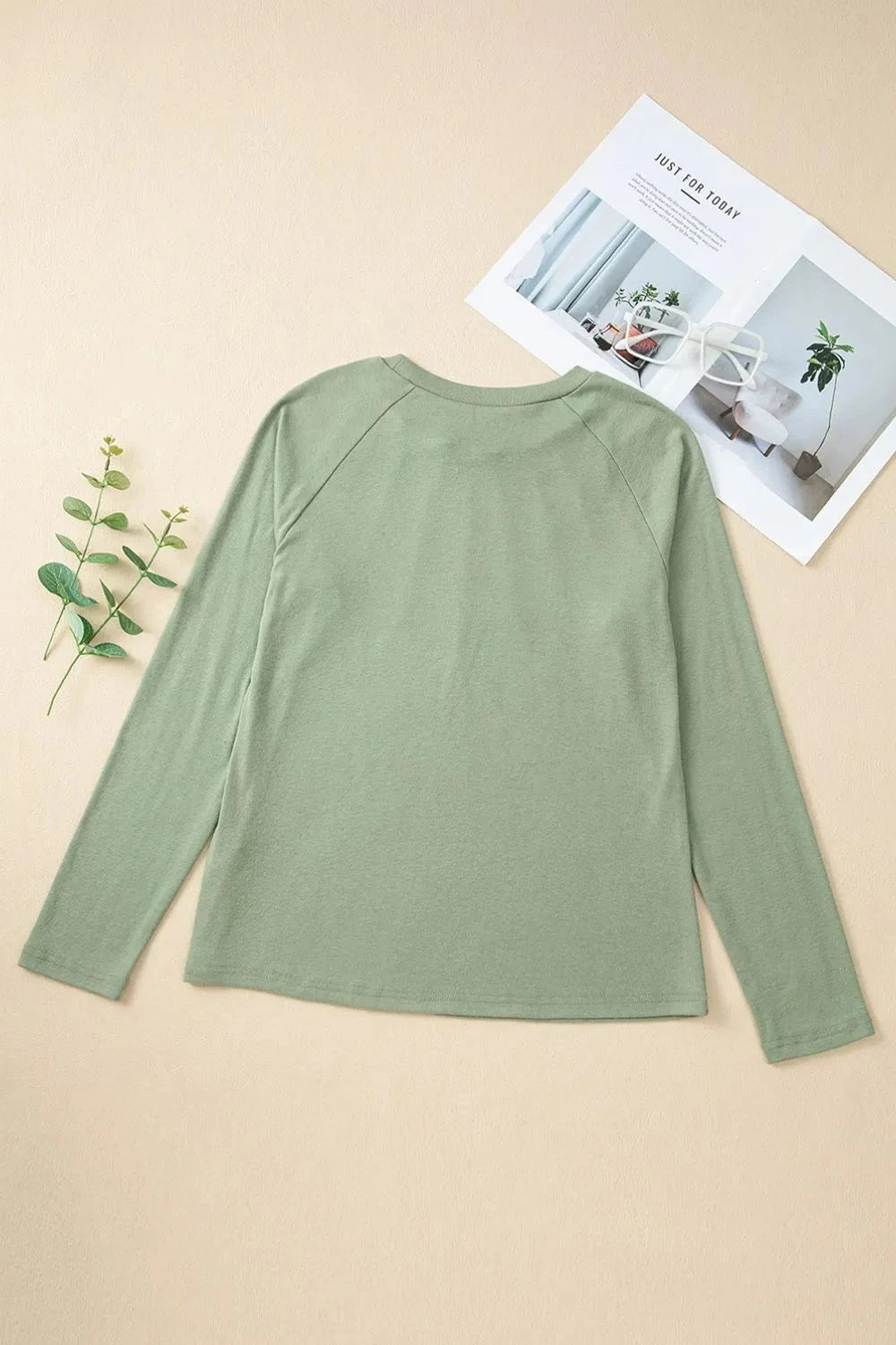 Texture Round Neck Long Sleeve T-Shirt