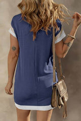 Texture Round Neck Short Sleeve Mini Dress