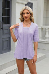 Texture Square Neck Half Sleeve Blouse