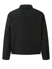 Textured Bomber Collared Neck Zip Up Jacket