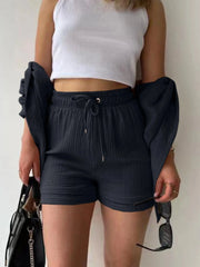 Textured Button Up Shirt and Shorts Set