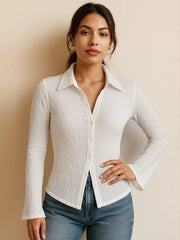 Textured Button-Up Shirt White / S