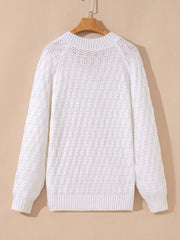 Textured Knit Ribbed Edge V Neck Loose Sweater