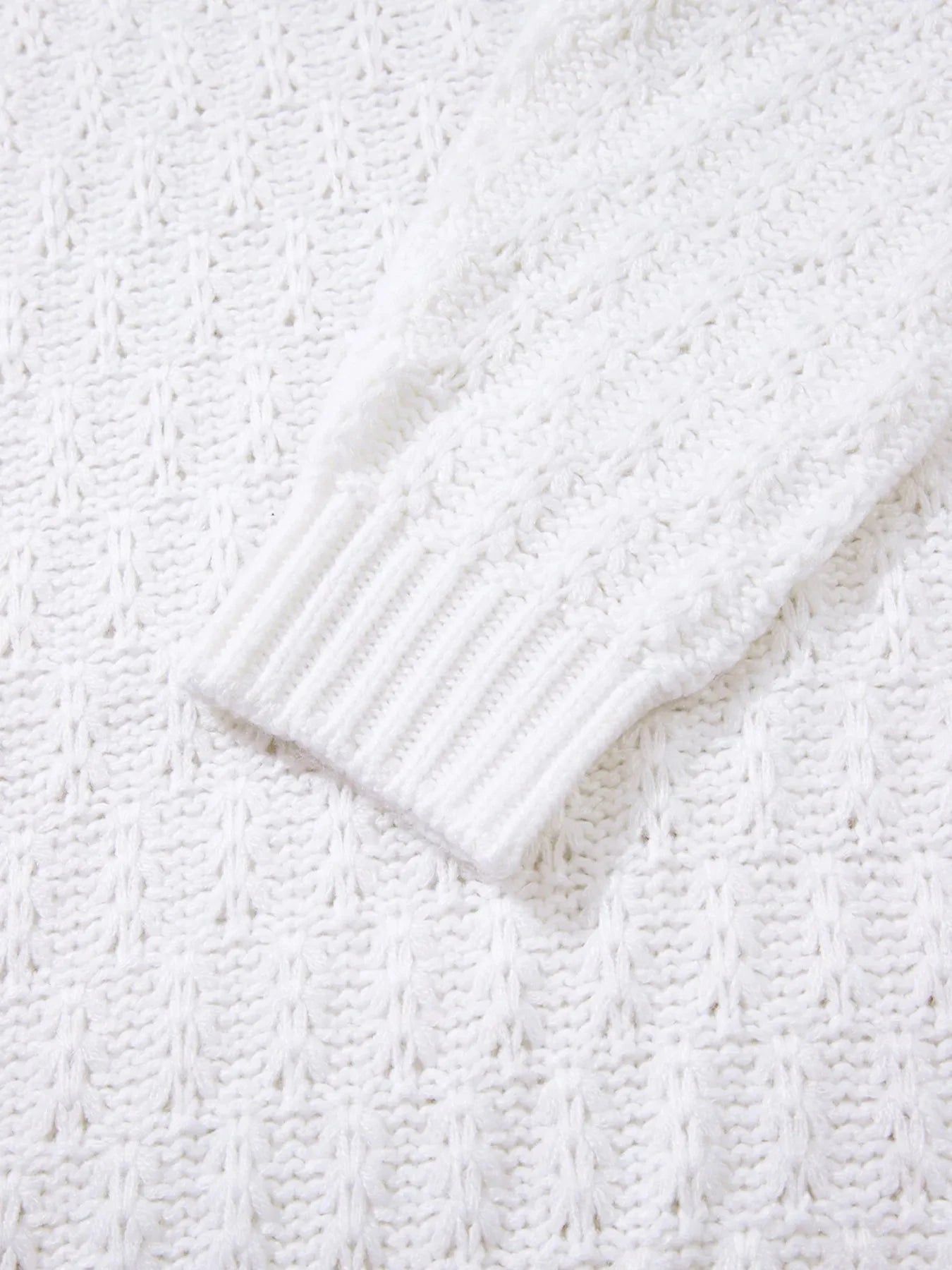 Textured Knit Ribbed Edge V Neck Loose Sweater