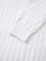 Textured Knit Ribbed Edge V Neck Loose Sweater
